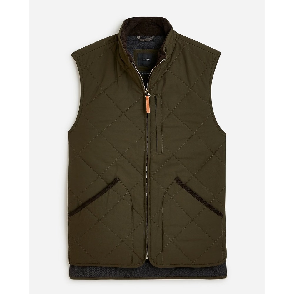 J.Crew Sussex Quilted Vest Mens Large Olive Green PrimaLoft AQ430 FA22